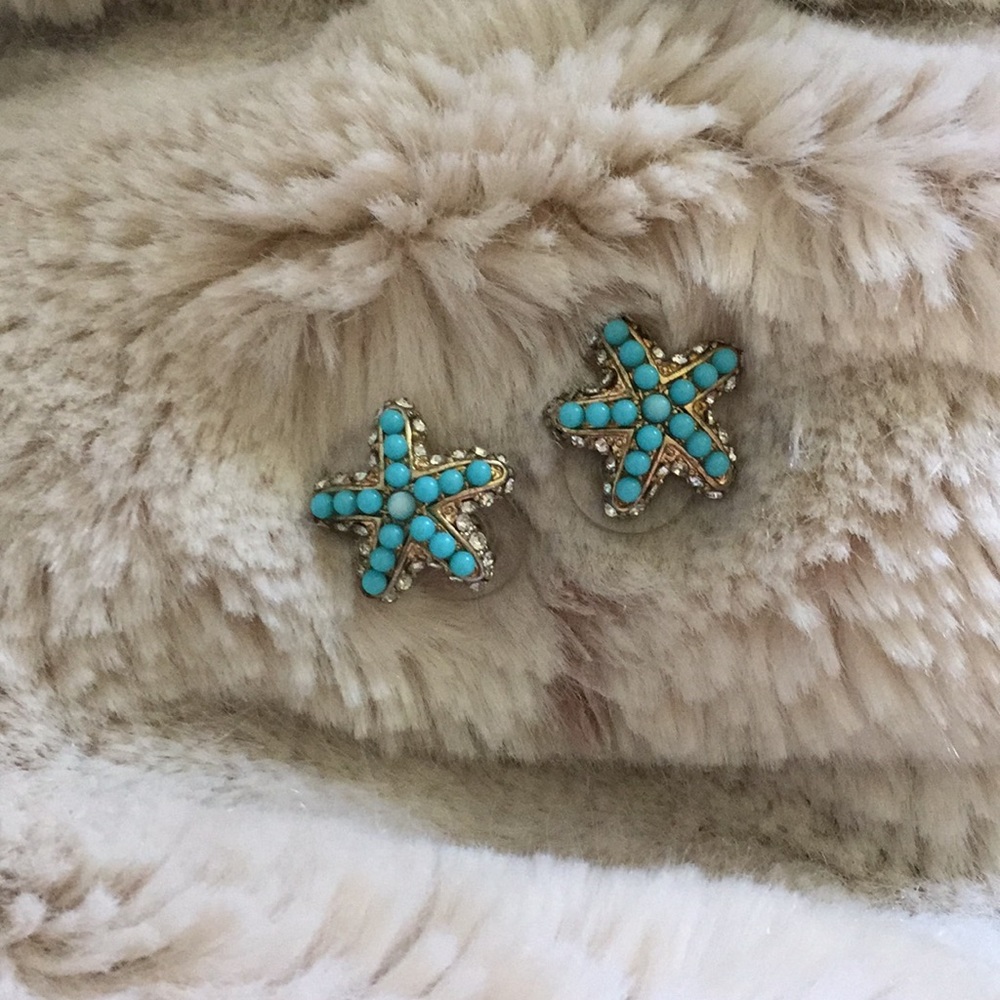 Blue starfish earrings
